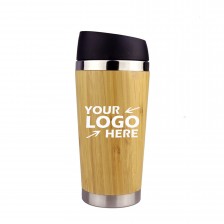  15oz Stainless Steel Travel Bamboo Coffee Mug with Pop-up Lid